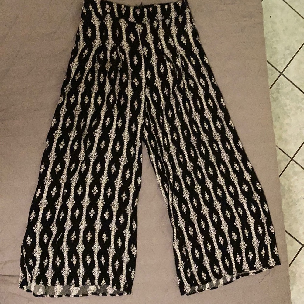 Linen Pant with black and white print